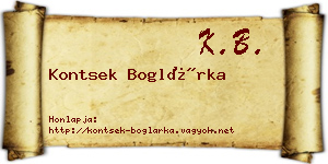 Kontsek Boglárka névjegykártya